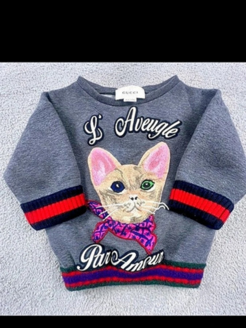 Used Gucci Children's Girls L'Aveugle Par Amour Cat Sweatshirt